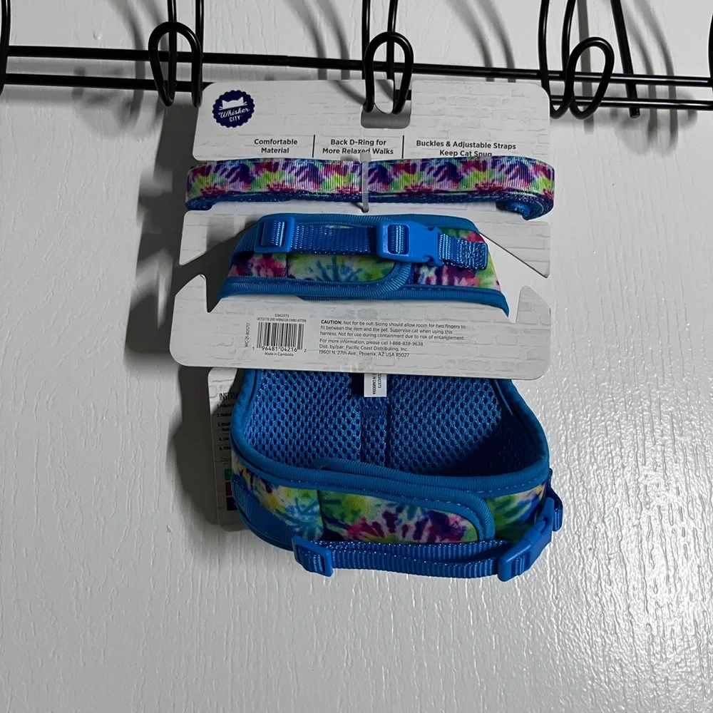 NWT - Vibrant Tie-Dye Cat Vest Harness & Leash Set